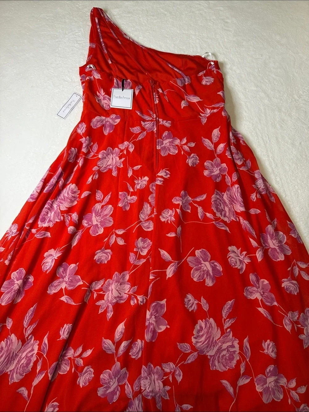 Premier Amour Bright Orange and Pink Floral Pattern Sundress